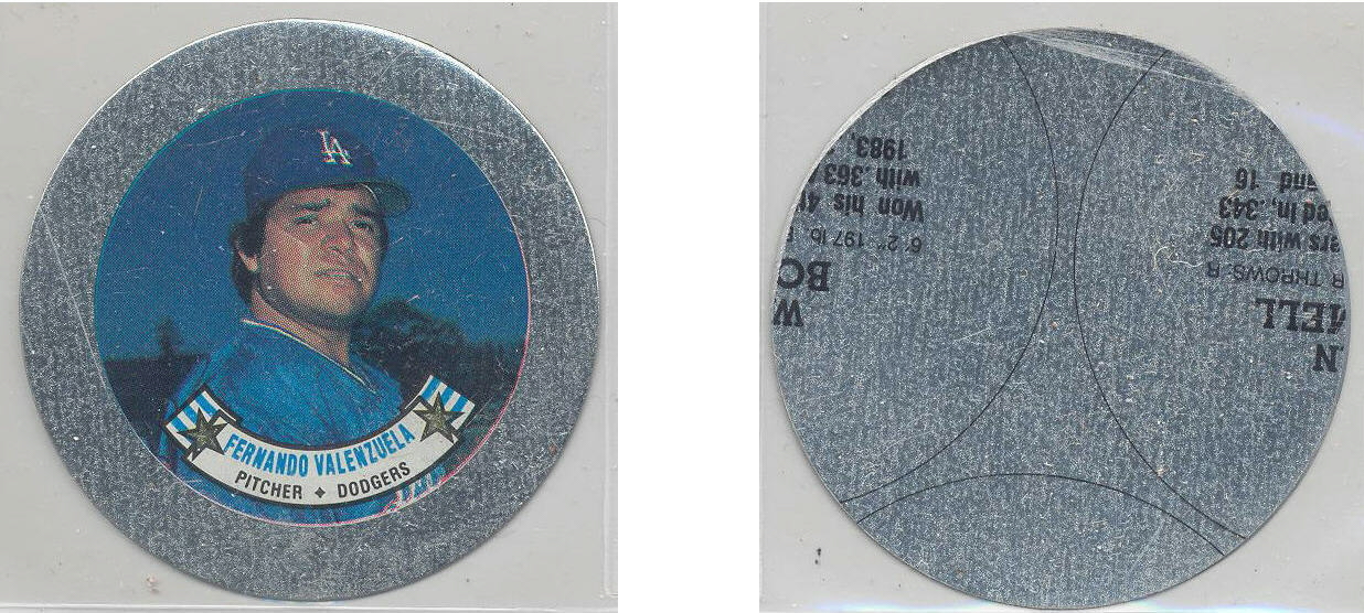 1988 Topps Baseball Coins Metal Proof Discs 058 Fernando Valenzuela
